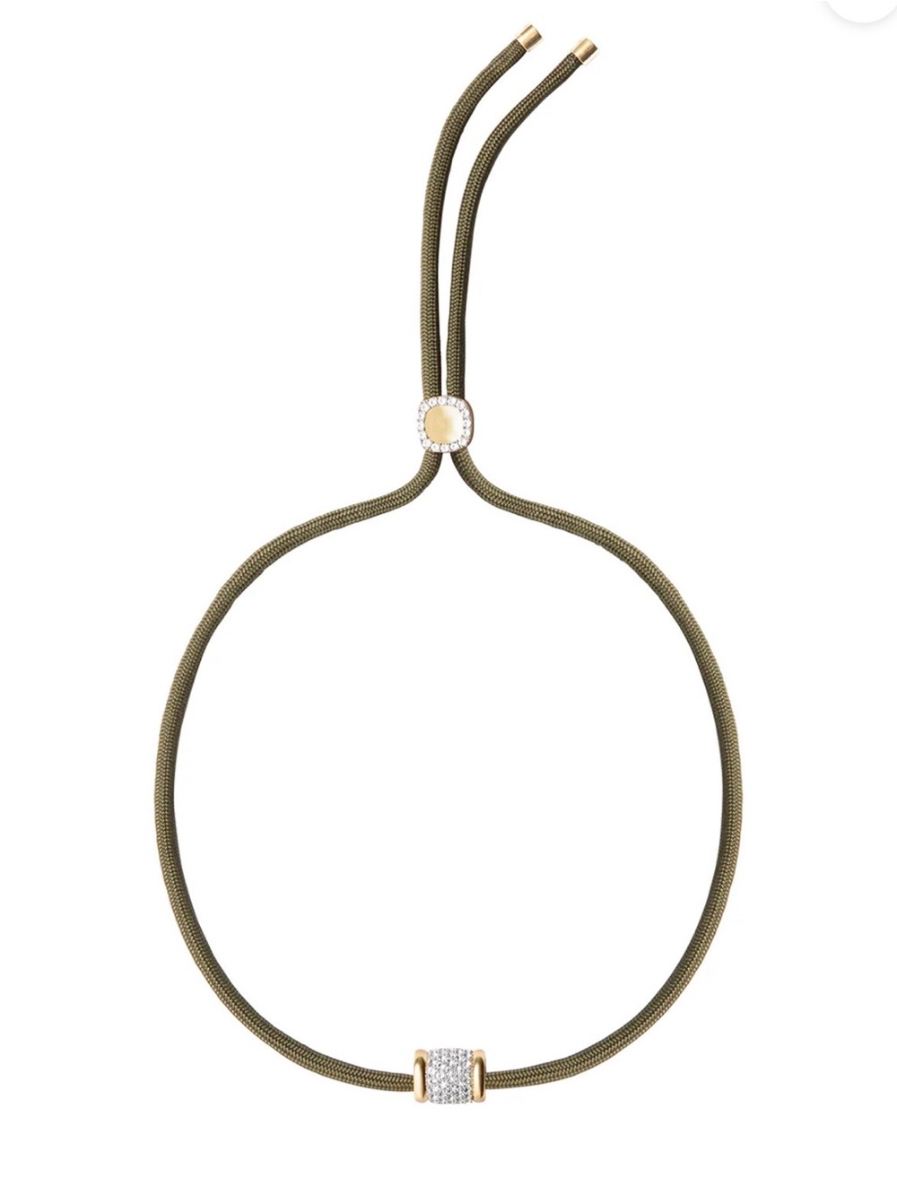 DORSEY-YVES OLIVE PARACORD NECKLACE IN LAB WHITE SAPPHIRE